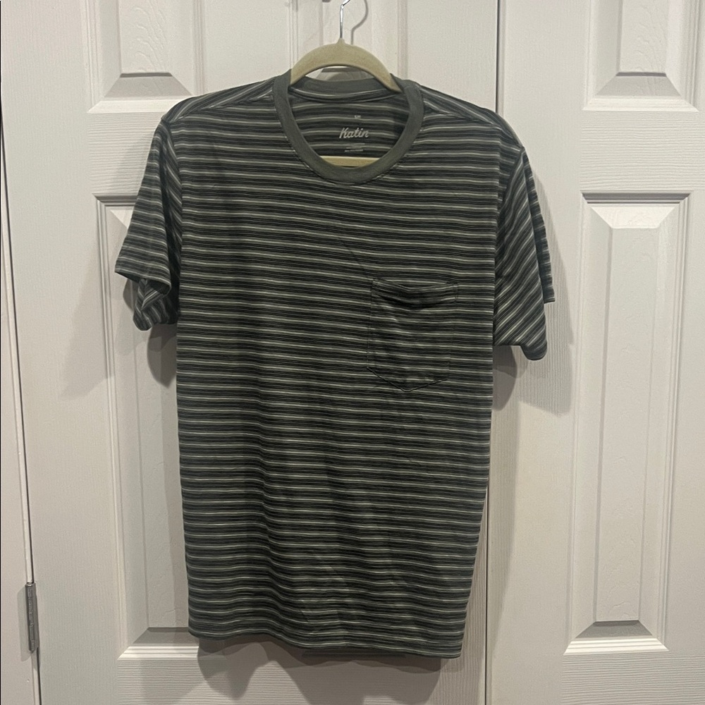 NWT-Katin Men's Striped Short Sleeve Tee - Black Tan and Green